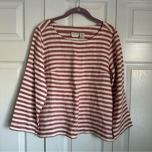 Rachel Zoe Striped 100% Linen Womens Top Sz M Boxy Lagenlook Preppy Flowy Beachy
